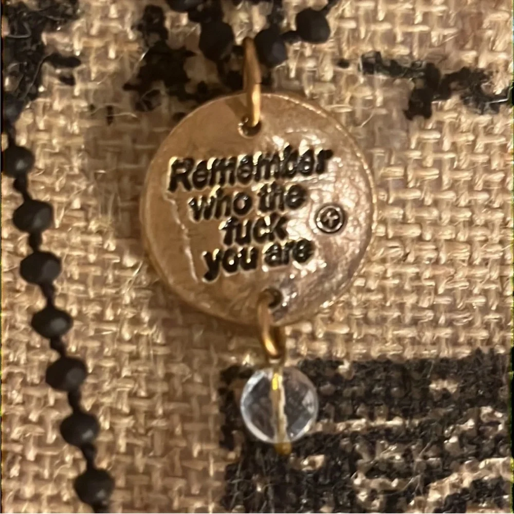 Katia Designs. Gold Pendant Necklace with Black Beads and Crystal Quartz - Picture 5 of 7